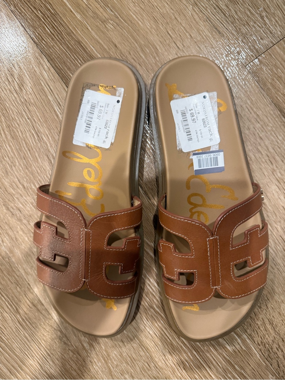 Sam Edelman Brown Leather Slide Sandals - Picture 2 of 3